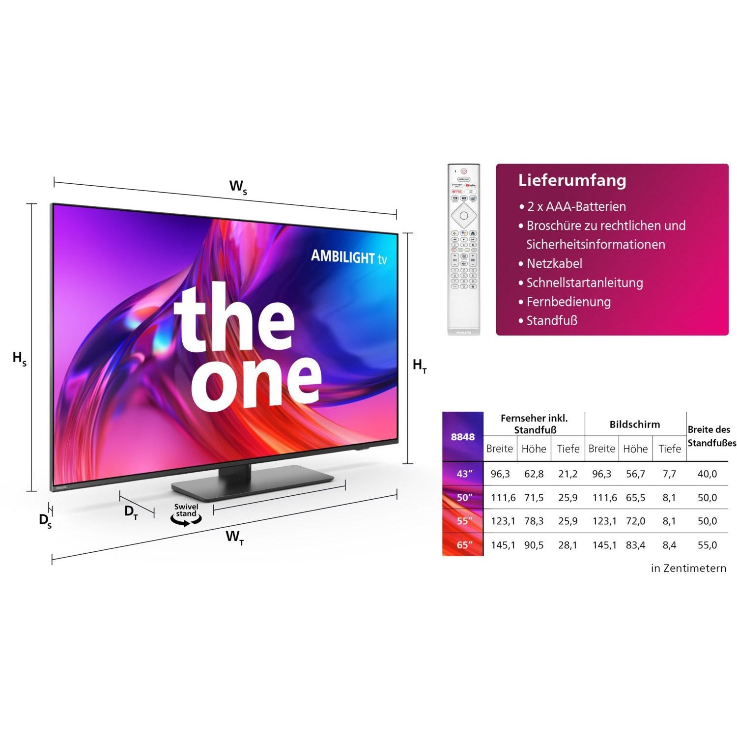 Philips 43PUS8848/12 - 43* - 108cm-LED/ LCD-TV 40''-49''-Philips-anthrazit-HiFi-Profis Darmstadt